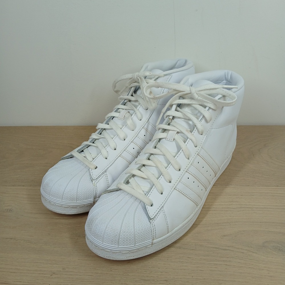 Adidas Pro Model Sneakers Mens 13 White Leather High Top Shell Toe Shoes